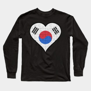 South Korean Jigsaw Puzzle Heart Design - Gift for South Korean With South Korea Roots Long Sleeve T-Shirt